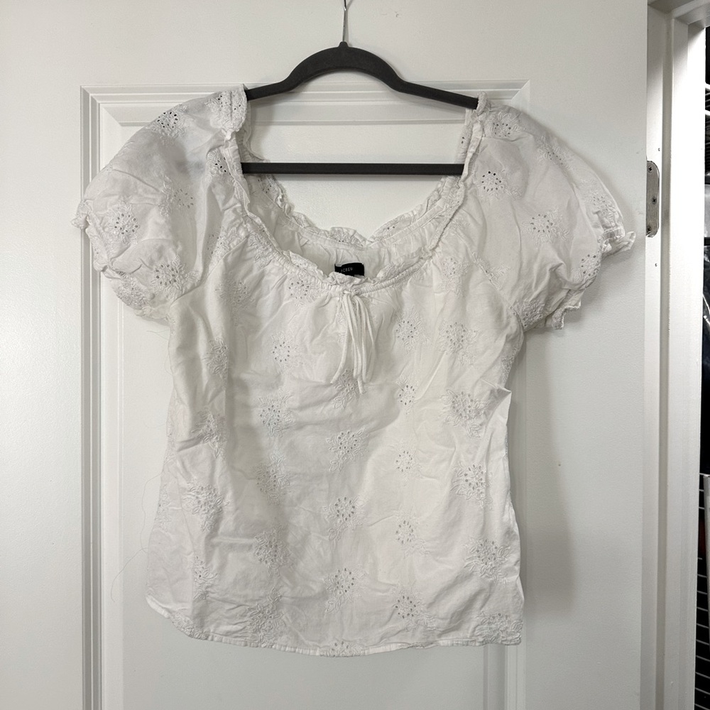 J.Crew Eyelet Peasant Top